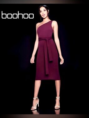 boohoo one shoulder midi dress boohoo Women's Lace One Shoulder Midaxi Dress - Black